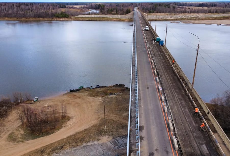 Ремонт моста через реку Вычегду в Республике Коми выполнен на 60 %